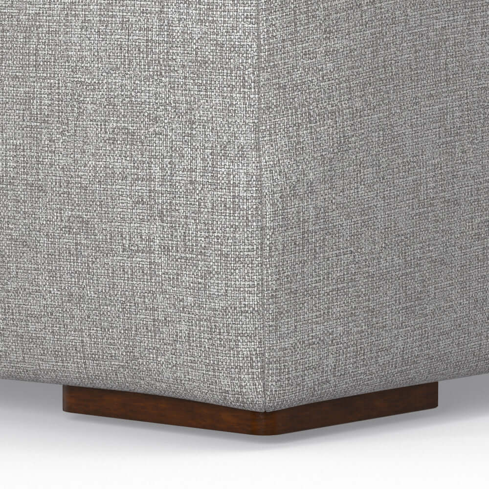 Modern Gray Sectional Sofa with Chaise – 122" Contemporary Couch (Seats 4) corner detail with a textured fabric and wooden base.