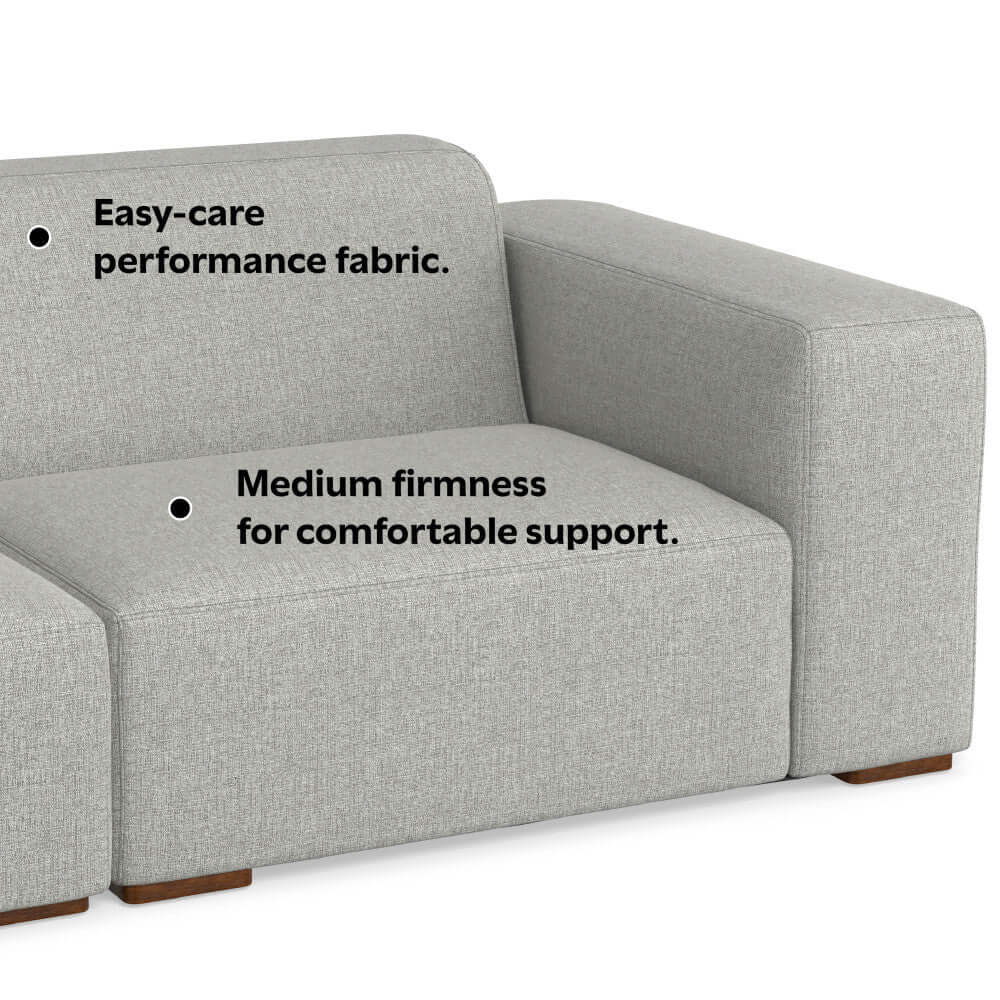 Modern Gray Sectional Sofa with Chaise – 122" Contemporary Couch (Seats 4) showing easy-care fabric and medium firmness.