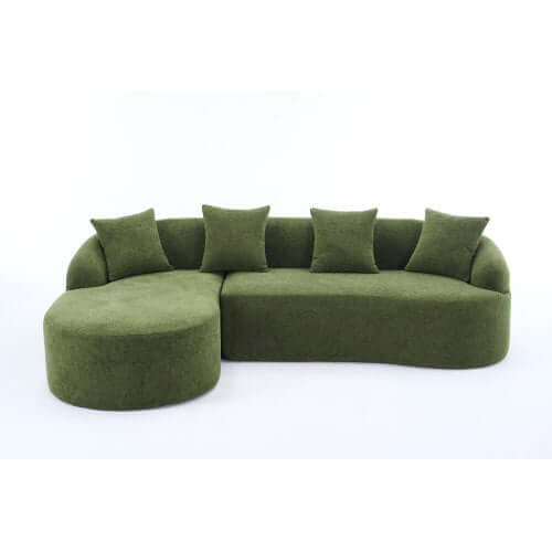 Boneless Modular Chenille Sectional Sofa in Emerald Green
