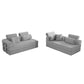 Modern Corduroy Sleeper Sectional – L-Shape Modular Sofa Bed (106” Convertible Couch) in gray with removable cushions.