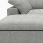 160" White Linen Blend Modular Sofa With Ottomans Toss Pillows And Storage, close-up view of gray fabric and cushions.