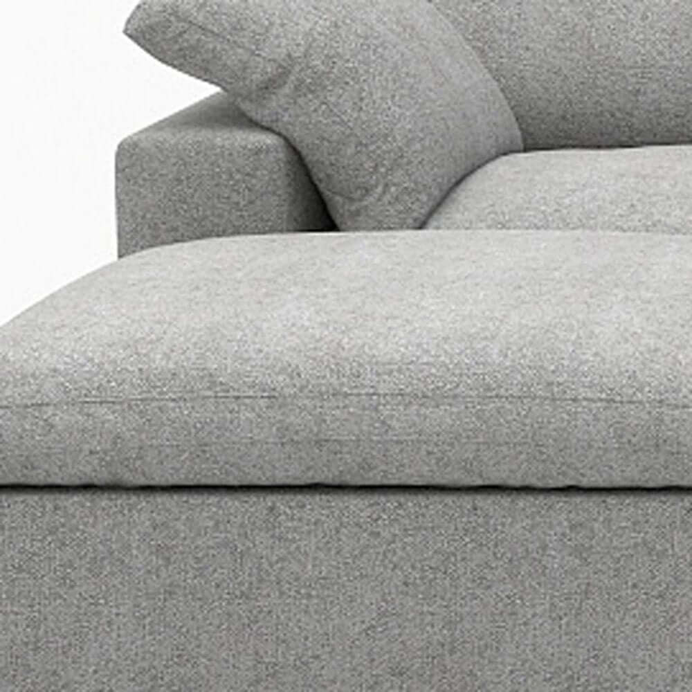 160" White Linen Blend Modular Sofa With Ottomans Toss Pillows And Storage, close-up view of gray fabric and cushions.