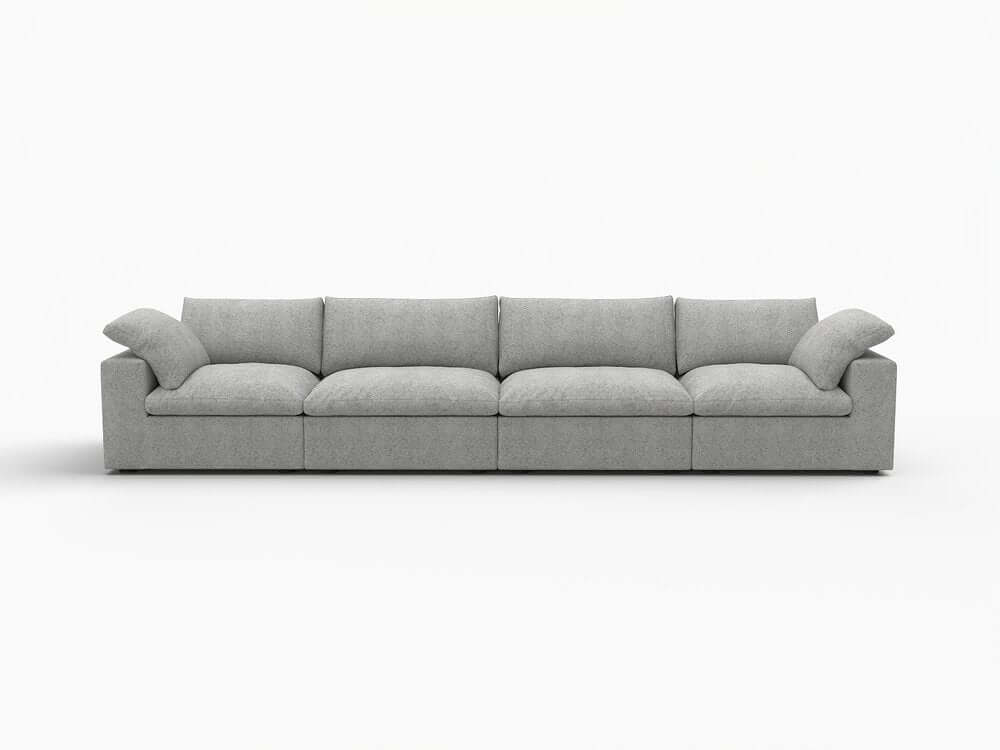 160" White Linen Blend Modular Sofa With Toss Pillows, modular design, versatile seating for modern living space