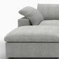 160" White Linen Blend Modular Sofa With Ottomans Toss Pillows And Storage detail view of gray fabric and cushion.