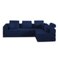Modern Corduroy Sleeper Sectional – L-Shape Modular Sofa Bed (106” Convertible Couch) in navy blue color.