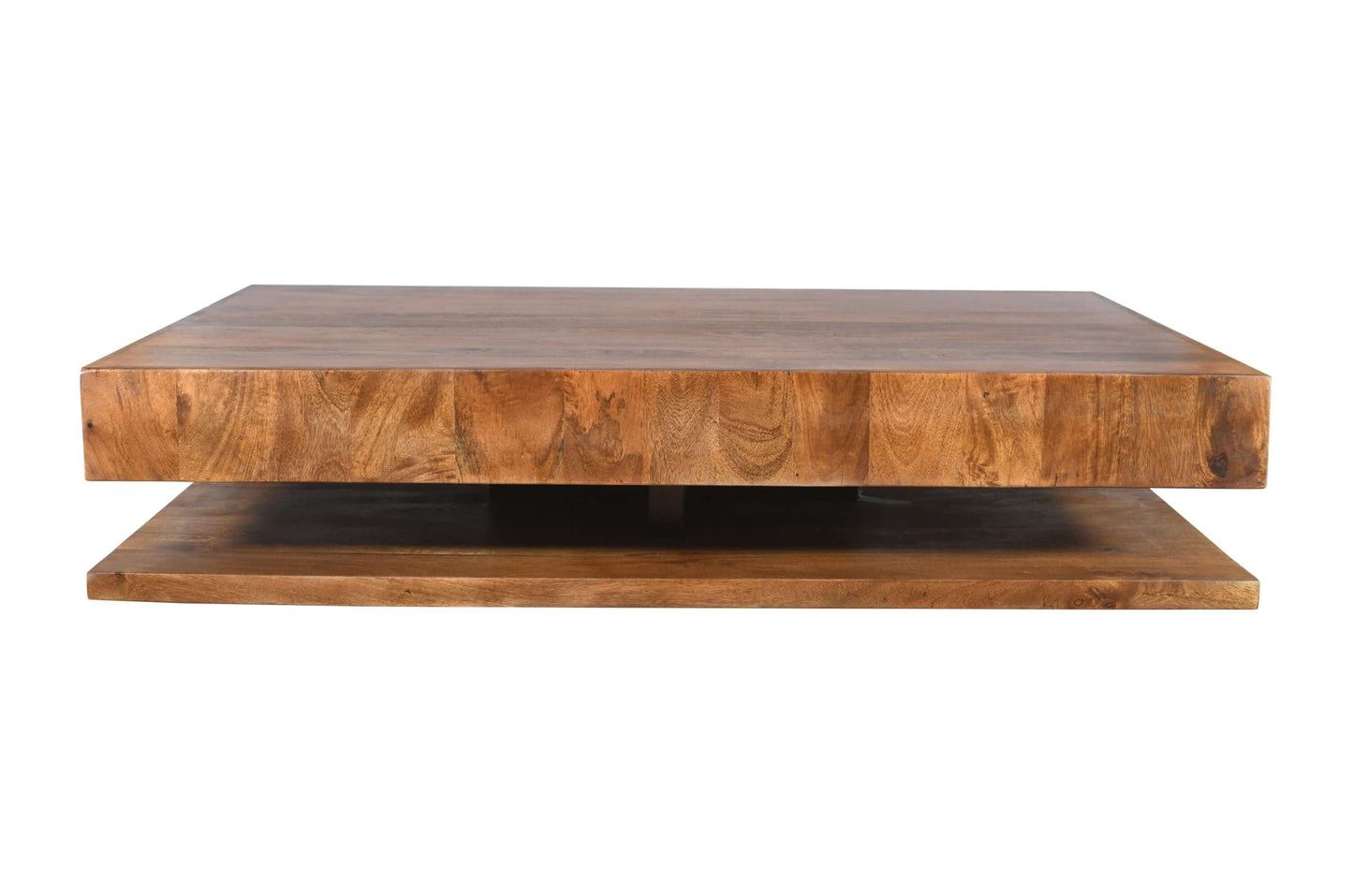 Modern Low Profile Solid Wood Coffee Table with Open Storage | 51" Mango Wood showcasing a sleek design and rich espresso finish.