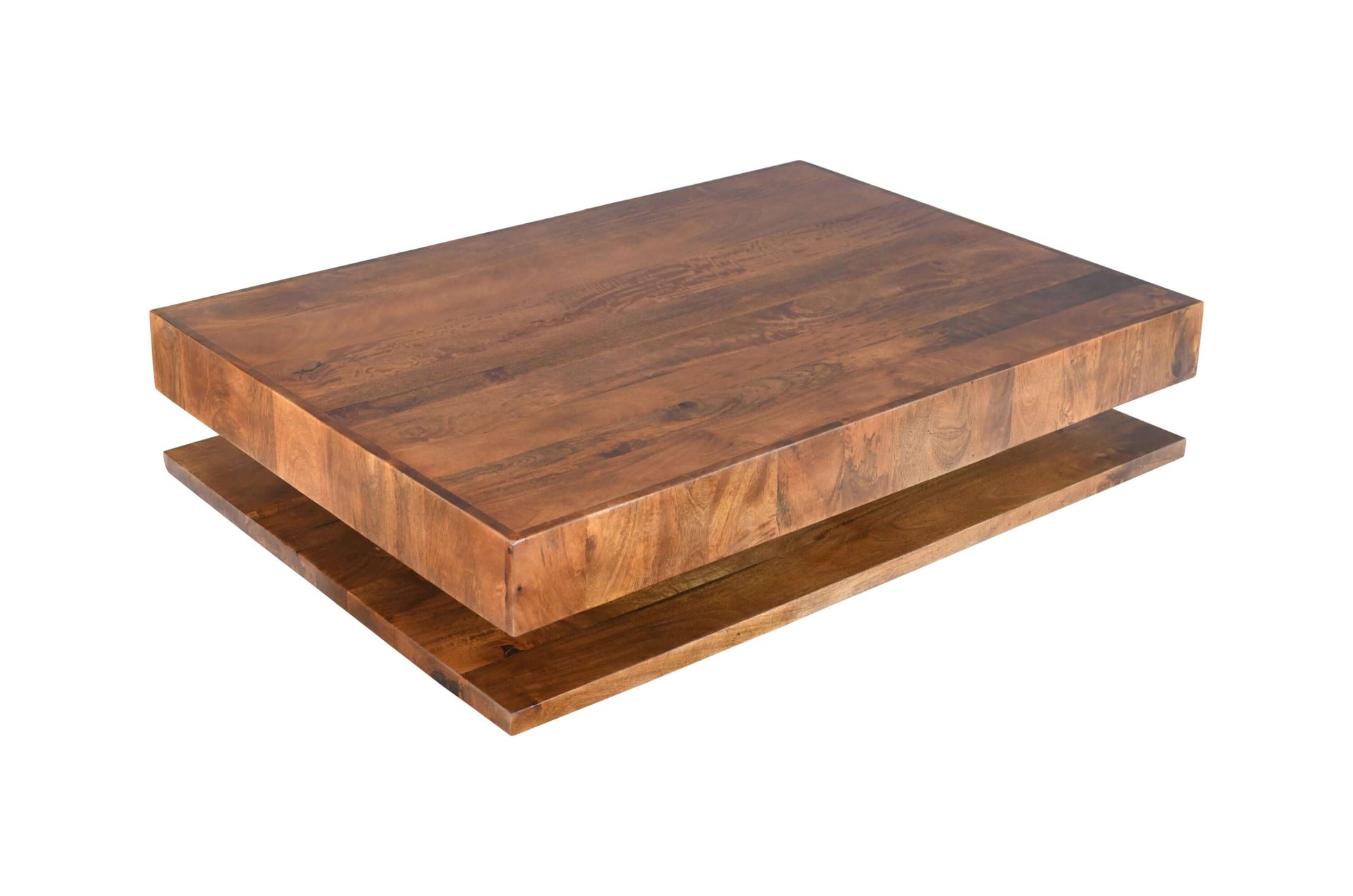 Modern Low Profile Solid Wood Coffee Table with Open Storage | 51" Mango Wood showcasing a sleek design and rich espresso finish.