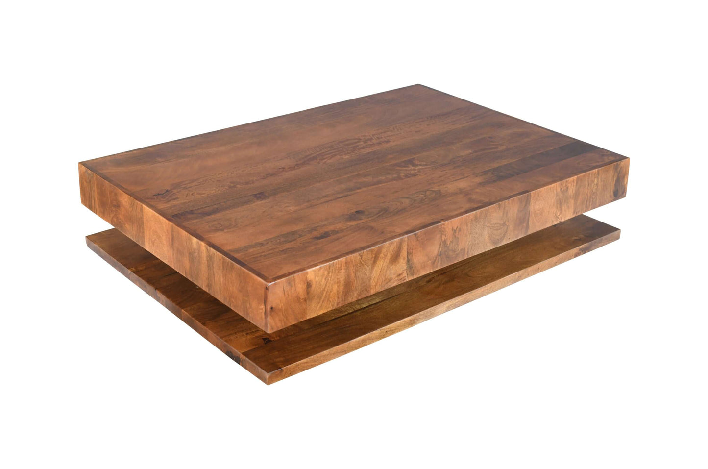 Modern Low Profile Solid Wood Coffee Table with Open Storage | 51" Mango Wood showcasing a sleek design and rich espresso finish.