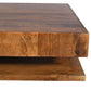 Modern Low Profile Solid Wood Coffee Table with Open Storage | 51" Mango Wood close-up view of rich espresso finish and design.