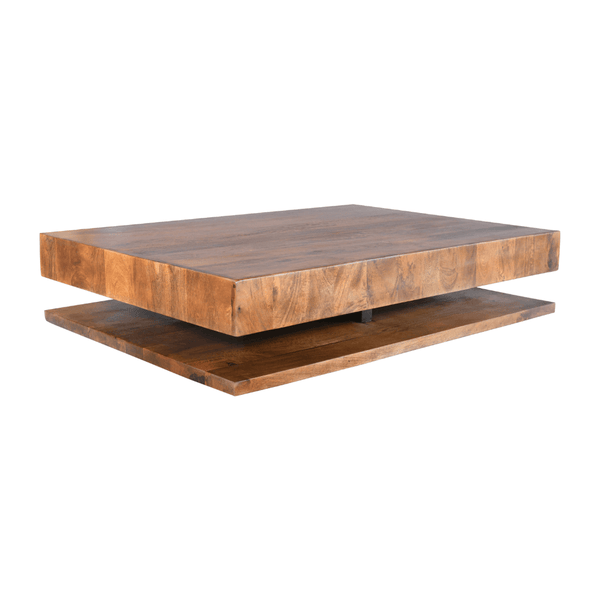 Modern Low Profile Solid Wood Coffee Table with Open Storage | 51