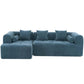 Modern Modular Chenille Sectional Sofa – 101” Deep Seating Sofa with Side Pockets & Chaise in blue fabric.
