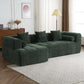 Modern Modular Chenille Sectional Sofa – 101” Deep Seating Sofa with Side Pockets & Chaise in rich green color.