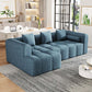Modern Modular Chenille Sectional Sofa – 101” Deep Seating Sofa with Side Pockets & Chaise in blue fabric.