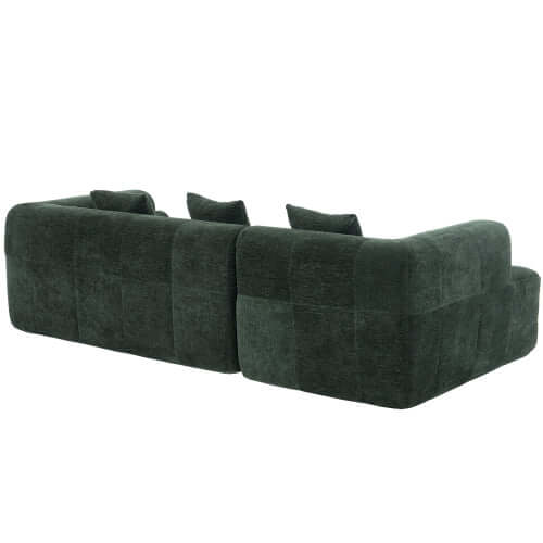 Modern Modular Chenille Sectional Sofa – 101” Deep Seating Sofa with Side Pockets & Chaise back view showing deep seating and plush cushions.