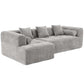 Modern Modular Chenille Sectional Sofa – 101” Deep Seating Sofa with Side Pockets & Chaise in soft gray fabric.