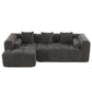 Modern Modular Chenille Sectional Sofa – 101” Deep Seating Sofa with Side Pockets & Chaise in dark gray color.