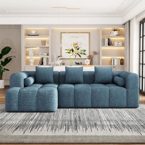 Modern Modular Chenille Sectional Sofa – 101” Deep Seating Sofa with Side Pockets & Chaise in a stylish living room setting.