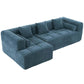 Modern Modular Chenille Sectional Sofa – 101” Deep Seating Sofa with Side Pockets & Chaise in soft blue fabric