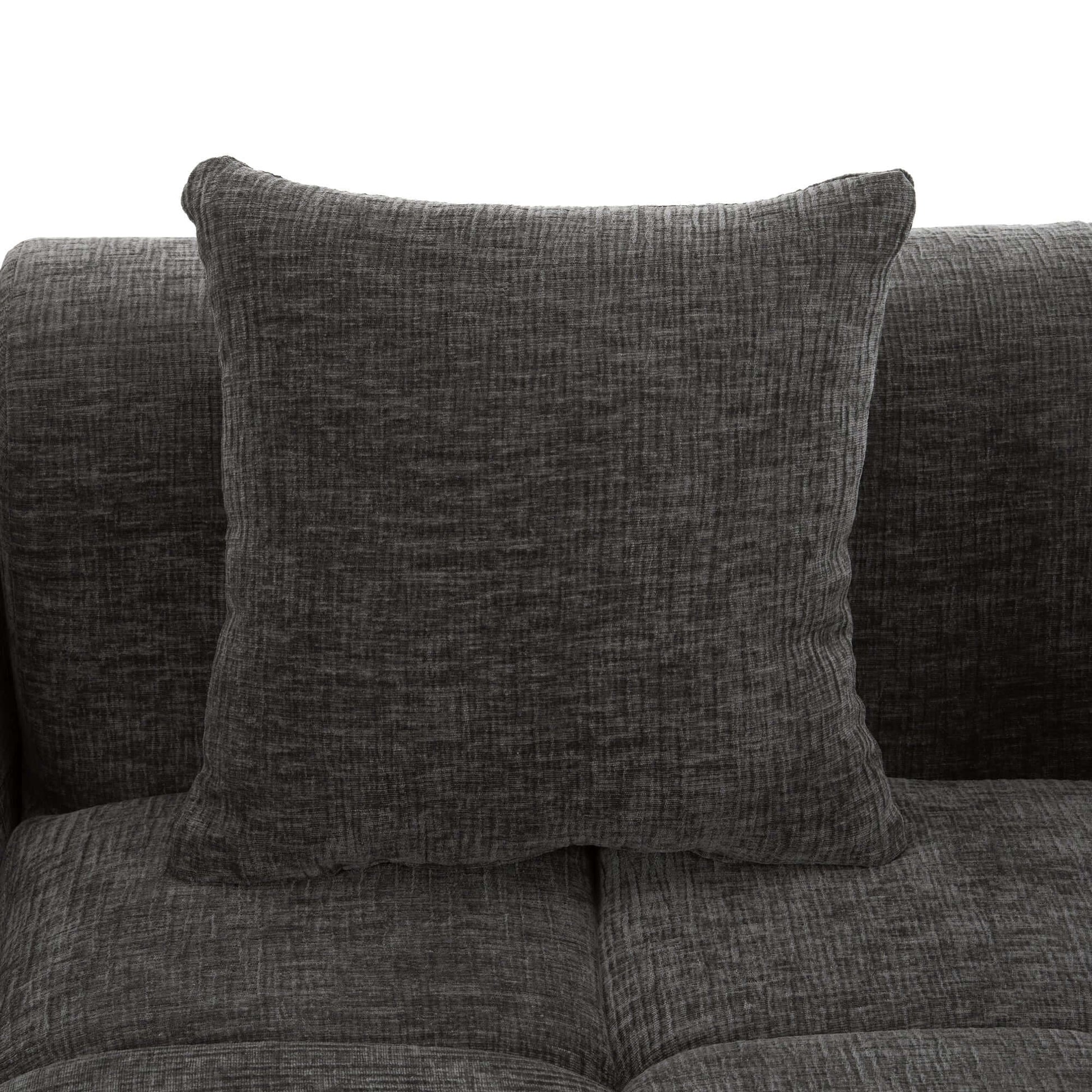 Modern Modular Chenille Sectional Sofa – 101” Deep Seating Sofa with Side Pockets & Chaise soft gray cushion close-up