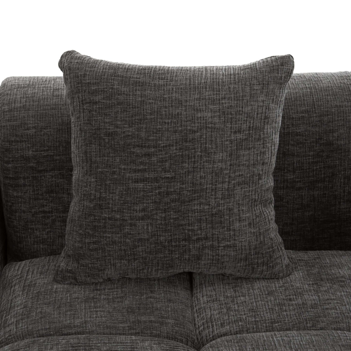 Modern Modular Chenille Sectional Sofa – 101” Deep Seating Sofa with Side Pockets & Chaise soft gray cushion close-up