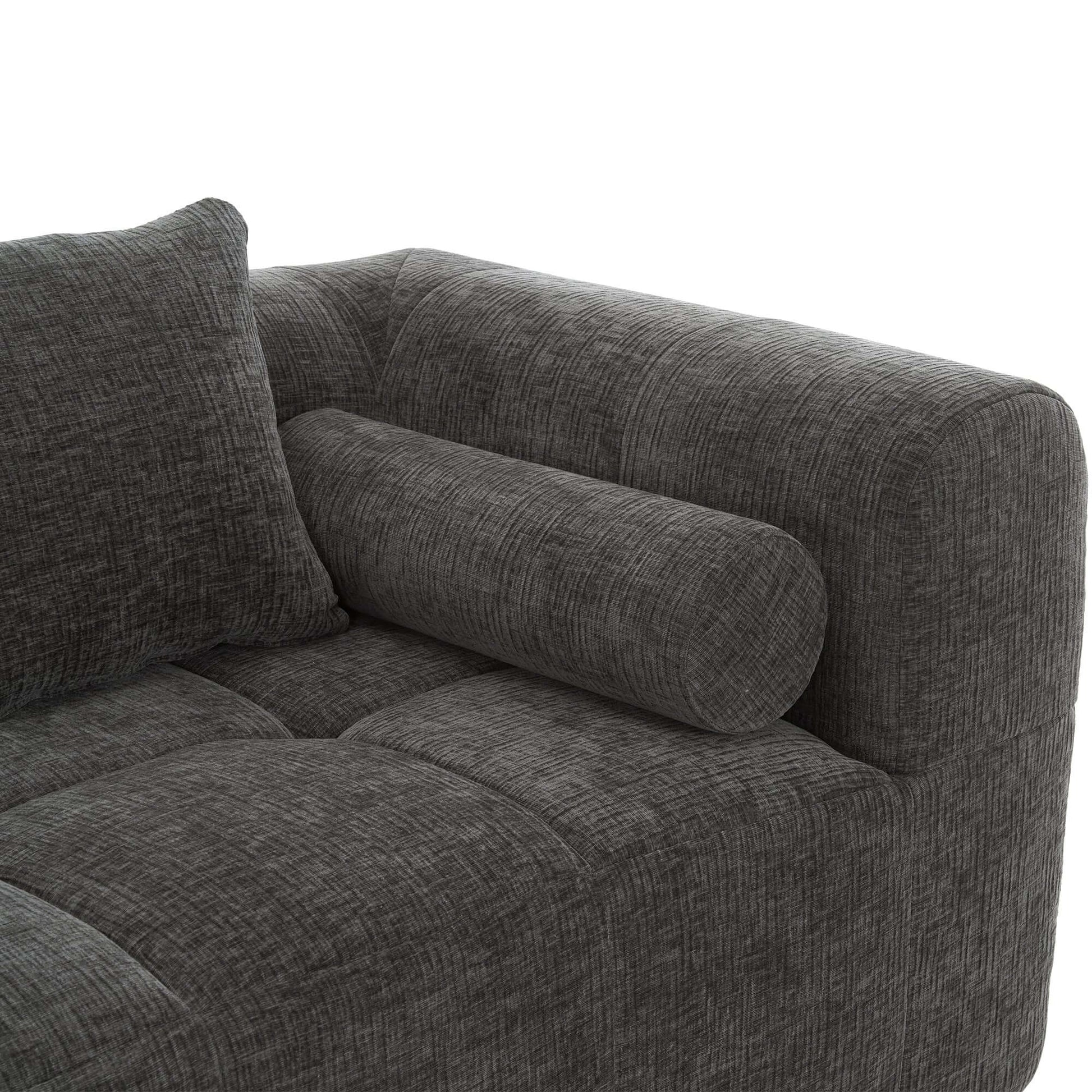 Modern Modular Chenille Sectional Sofa – 101” Deep Seating Sofa with Side Pockets & Chaise close-up of cushions and fabric texture