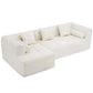 Modern Modular Chenille Sectional Sofa – 101” Deep Seating Sofa with Side Pockets & Chaise in white with plush cushions.