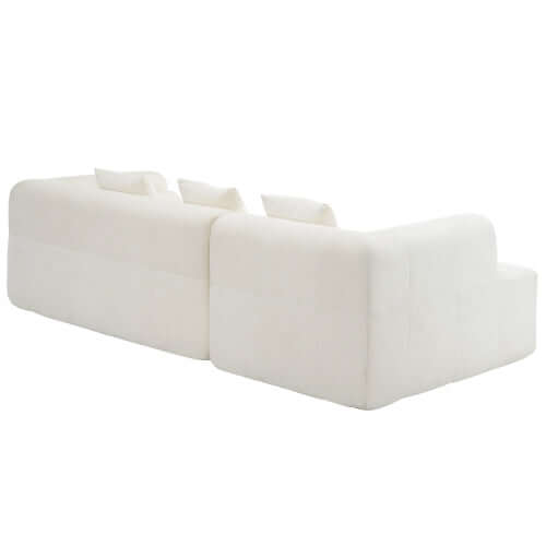 Modern Modular Chenille Sectional Sofa – 101” Deep Seating Sofa with Side Pockets & Chaise, minimalist design in soft white.