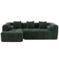 Modern Modular Chenille Sectional Sofa – 101” Deep Seating Sofa with Side Pockets & Chaise in deep green color.