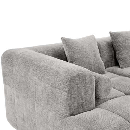 Modern Modular Chenille Sectional Sofa – 101” Deep Seating Sofa with Side Pockets & Chaise with plush cushions and grey fabric.