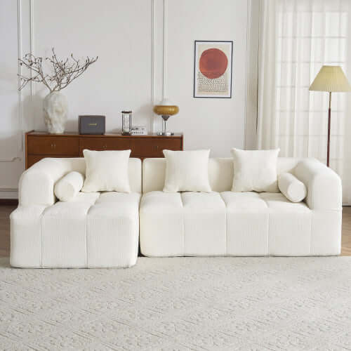 Modern Modular Chenille Sectional Sofa – 101” Deep Seating Sofa with Side Pockets & Chaise in a stylish living room setting.