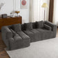 Modern Modular Chenille Sectional Sofa – 101” Deep Seating Sofa with Side Pockets & Chaise in stylish gray upholstery.