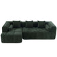 Modern Modular Chenille Sectional Sofa – 101” Deep Seating Sofa with Side Pockets & Chaise in dark green upholstery.