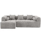 Modern Modular Chenille Sectional Sofa – 101” Deep Seating Sofa with Side Pockets & Chaise in gray