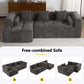 Modern Modular Chenille Sectional Sofa – 101” Deep Seating Sofa with Side Pockets & Chaise in grey fabric