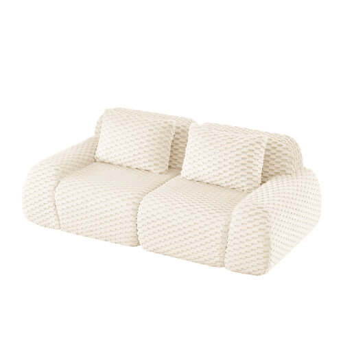 Modern Modular Flannelette Sofa – 82” Boneless Deep Seat Couch with soft texture and deep seating for relaxed living.