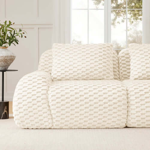 Modern Modular Flannelette Sofa – 82” Boneless Deep Seat Couch in soft, plush fabric with deep seating for ultimate comfort.