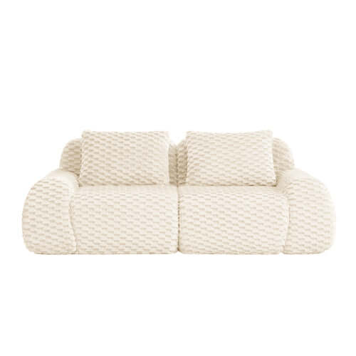 Modern Modular Flannelette Sofa – 82” Boneless Deep Seat Couch in soft flannelette fabric with deep seating.