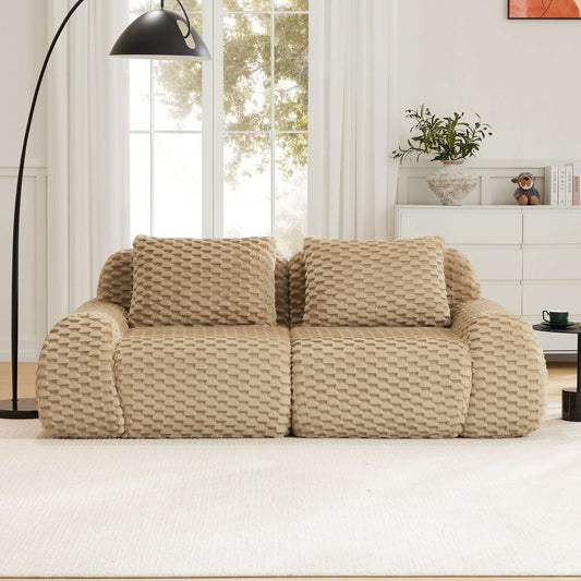 Modern Modular Flannelette Sofa – 82” Boneless Deep Seat Couch with soft texture and deep seating in a stylish living room.