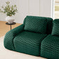 Modern Modular Flannelette Sofa – 82” Boneless Deep Seat Couch in deep green color with textured cushions.