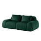 Modern Modular Flannelette Sofa – 82” Boneless Deep Seat Couch in deep green color with soft textured fabric.