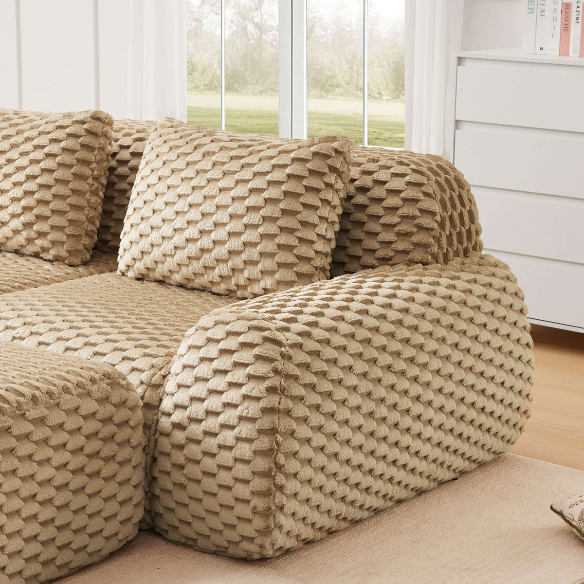 Modern Modular Flannelette Sofa – 82” Boneless Deep Seat Couch with soft textured fabric and deep seating.