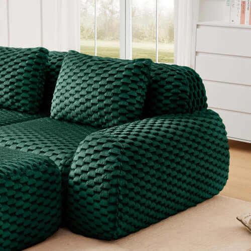 Modern Modular Flannelette Sofa – 82” Boneless Deep Seat Couch with deep seating and soft texture in a stylish design.