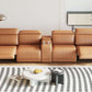 Modern Modular Leather Reclining Sectional Sofa – 5 Piece Couch with Cup Holders (4 Seat) in a stylish living room setting.