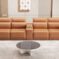 Modern Modular Leather Reclining Sectional Sofa – 5 Piece Couch with Cup Holders (4 Seat) in stylish living room setting.