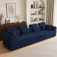 Modern Corduroy Sleeper Sectional – L-Shape Modular Sofa Bed (106” Convertible Couch) in deep blue fabric, styled in a living room.
