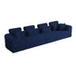 Modern Corduroy Sleeper Sectional – L-Shape Modular Sofa Bed (106” Convertible Couch) in navy blue upholstery.