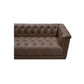 83.5" Cool Brown Top Grain Leather Sofa | Modern Rectilinear 3-Seater Sofa with tufted back design