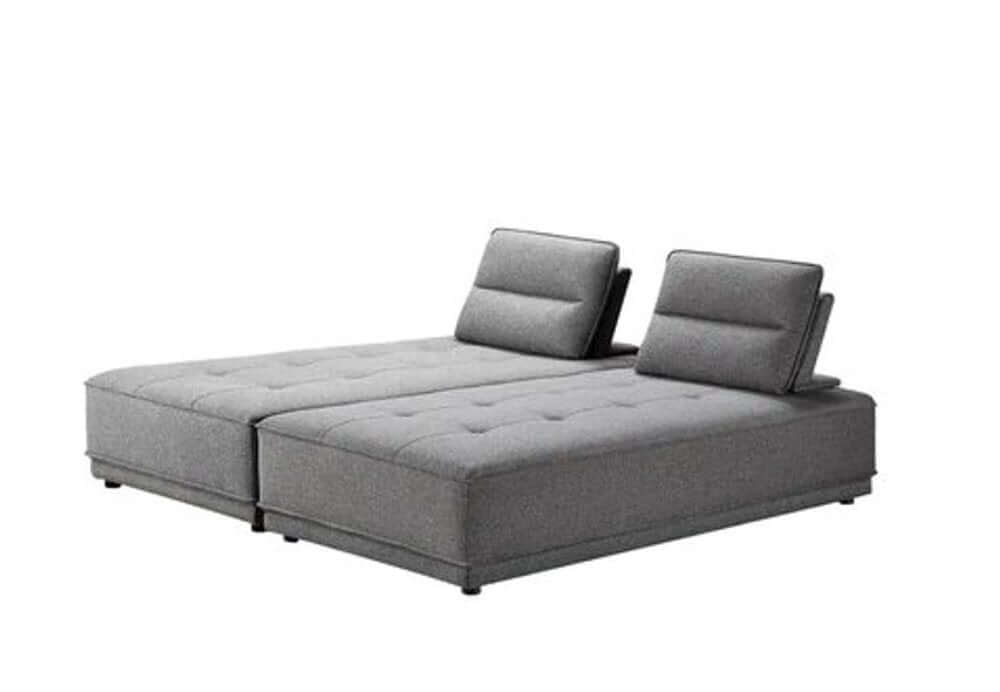 124" Fabric L-Shaped Sofa Chaise Sectional | Modern 2-Piece Reversible Sectional in soft gray fabric with adjustable backrests.