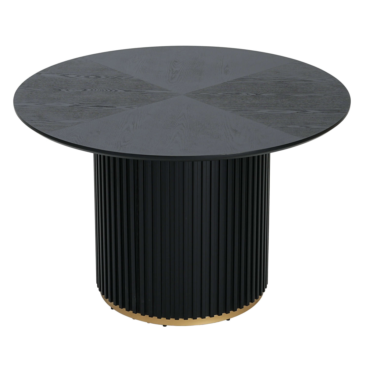 Round Pedestal Dining Table – 47.25” Modern Round Dining Table (3 Colors) in black finish with a stylish pedestal base.