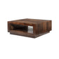 37.4" Modern Solid Wood Square Coffee Table with Open Shelf Storage showcasing natural wood finish and contemporary design.
